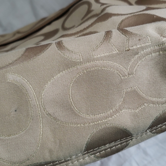 Coach Poppy Gold Metallic Signature Sateen Tote - Picture 8 of 10
